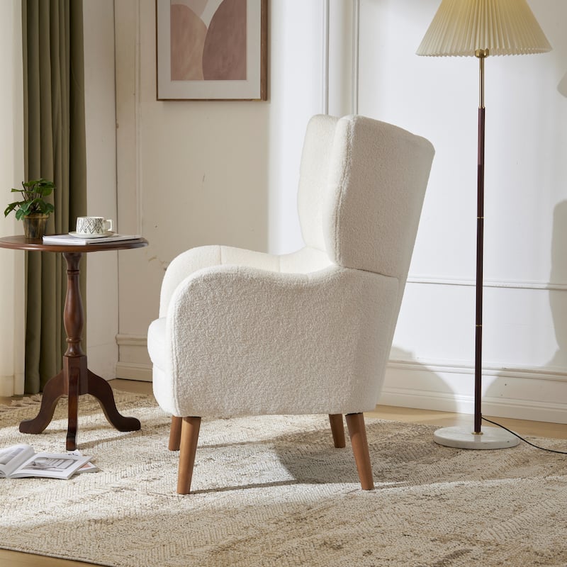 Christopher Knight Home - Josh 41" High Back Teddy Accent Chair, Comfy Modern Armchair with Birch Wood Legs