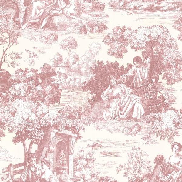 slide 1 of 1, Brewster 2668-21511 Isabella Rose Toile Wallpaper - rose toile