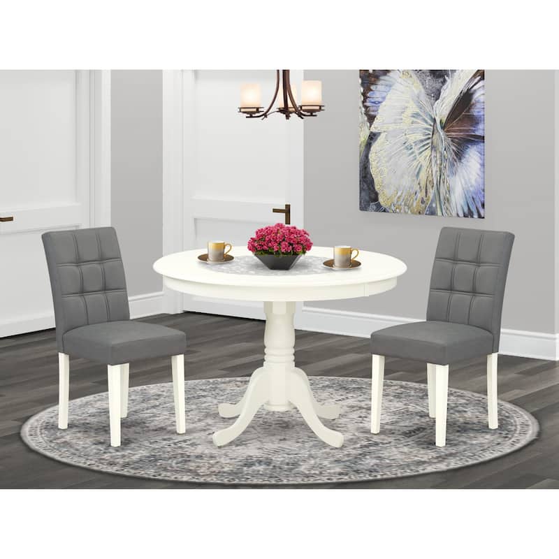 East West Furniture Dinette Set Consists of a Round Kitchen Table and Chairs, Linen White (Pieces Options) - HLAS3-LWH-41