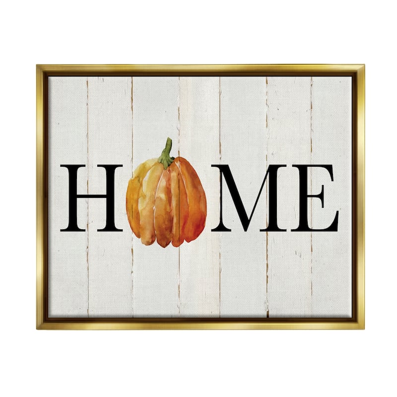Stupell Rustic Home Pumpkin Framed Floater Canvas Wall Art Design by Carol Robinson - 21 x 17 - Gold