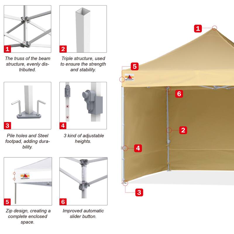 ABCCANOPY Commercial Instant Shade Metal Pop-Up Canopy - 10ftx10ft