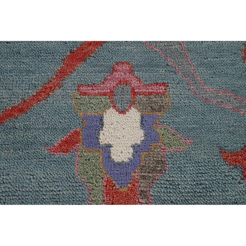 Floral Blue Oushak Indian Area Rug Handmade Wool Carpet - 9'3"x 12'0"