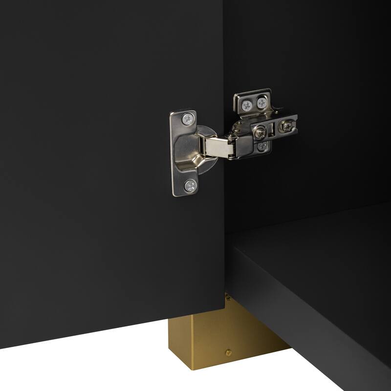 59.8" Sideboard Buffet Cabinet with arched ceiling and 4-door Pine veneer Storage Cabinet with Adjustable Shelves