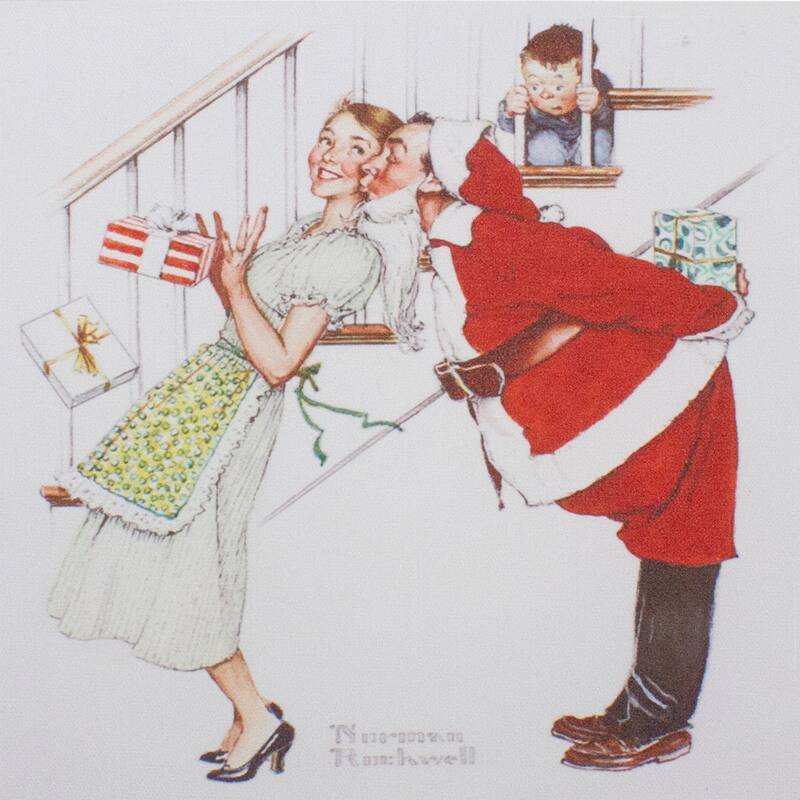 Set of 4 8" x 8" Classic Norman Rockwell Christmas Scene Canvas Prints