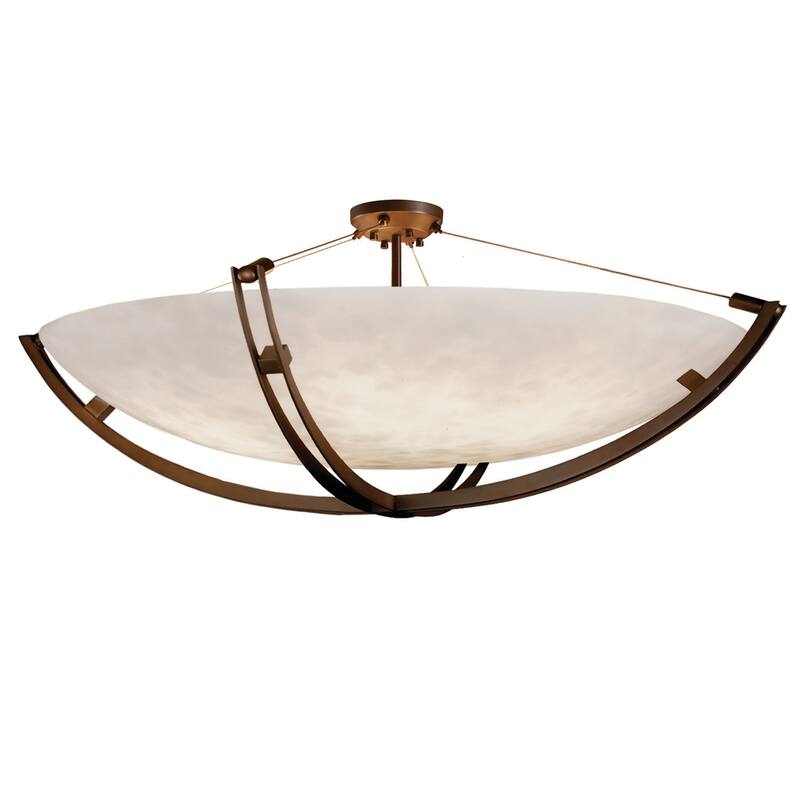 Clouds Crossbar 60-inch Dark Bronze Round Semi Flush Bowl with Crossbar, Clouds Shade