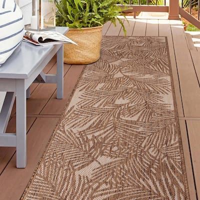 World Rug Gallery Contemporary Palm Leaf Textured Flat Weave Indoor/Outdoor Area Rug