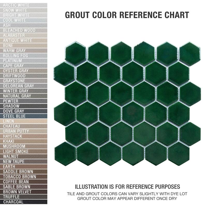 Merola Tile Metro Ion 2" Hex Emerald 11-1/8" x 12-5/8" Porcelain Wall Tile