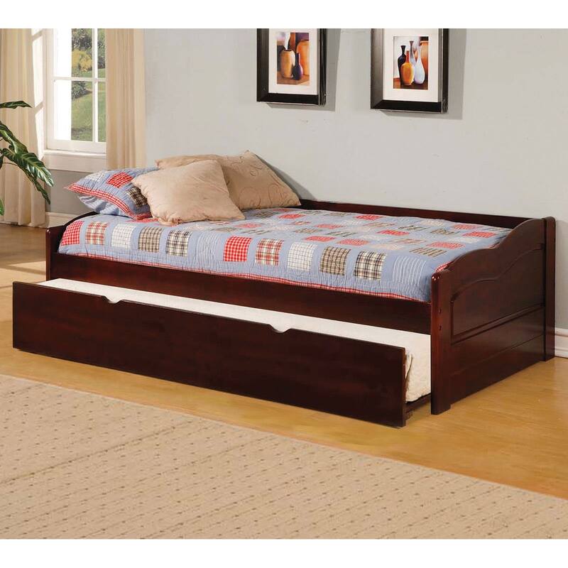 Traditional Cherry Finish Daybed with Twin Trundle and Slat Kit Included