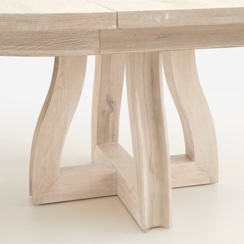 Magnussen Home Herringbone Ridge White 54" Extendable Round Dining Table - 54''W x 54''D x 30''H