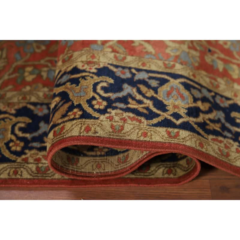 Orange Floral Tabriz Foyer Rug Handmade Wool Carpet - 4'1" x 6'5"