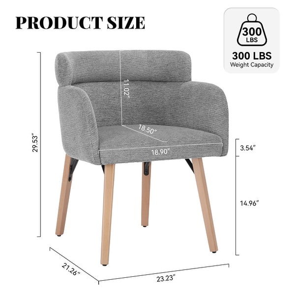 dimension image slide 2 of 3, Modern Upholstered Solid Wood Dining Chair With Arms (Set of 2)