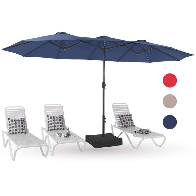 PHI VILLA 15-foot Rectangular Crank Outdoor Market Umbrella with Base Included