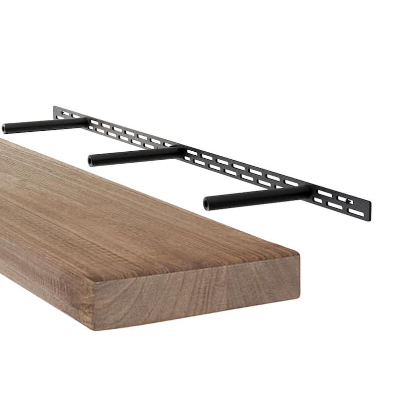 Wallniture Bois Wood Board 60" Long, 10'' Deep, 2" Thick, Hidden Bracket Shelf for Wall, Floating Bookshelf, Special Walnut, 1Pc