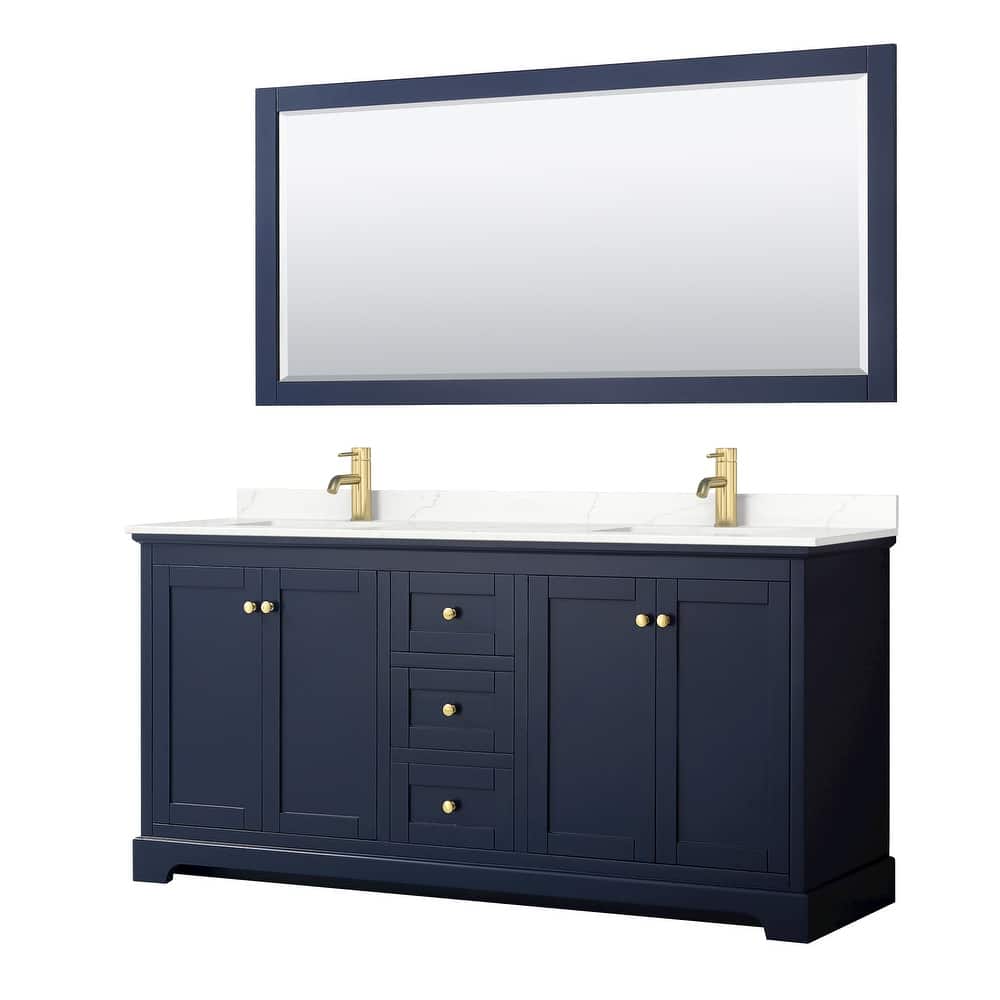 Avery 72-inch Double Vanity, Quartz Top, 70-inch Mirror