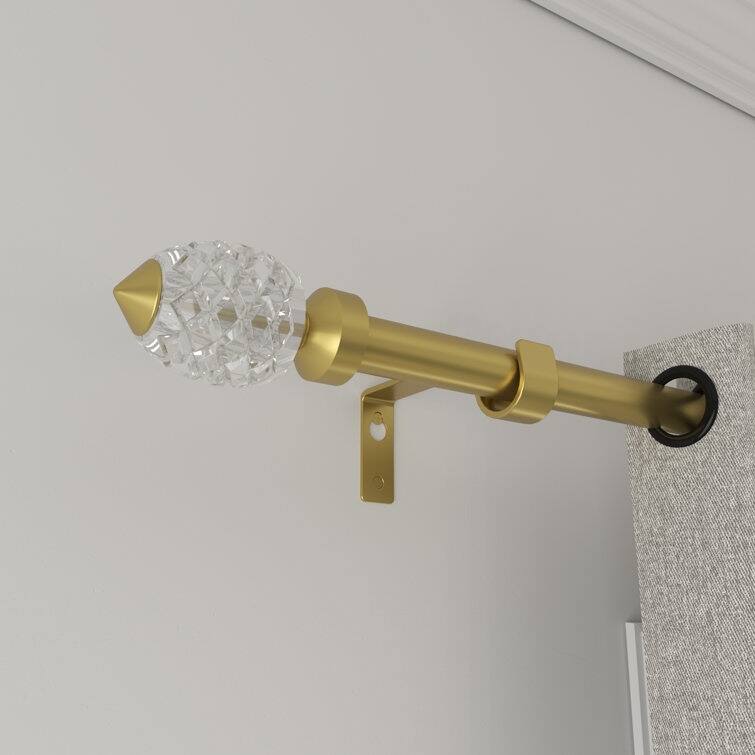 Acroma Adjustable Single Gold Curtain Rod for Windows & Doors.
