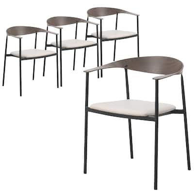 Leather Dining Chair with Stainless Steel Frame Set of 4 Kora Series