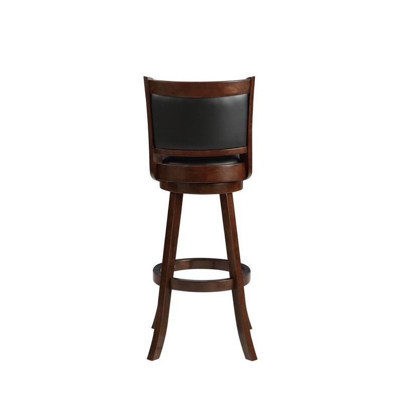 34 Inch Extra Tall Swivel Bar Stool, Wood, Faux Leather - 20 L x 18 W x 47 H