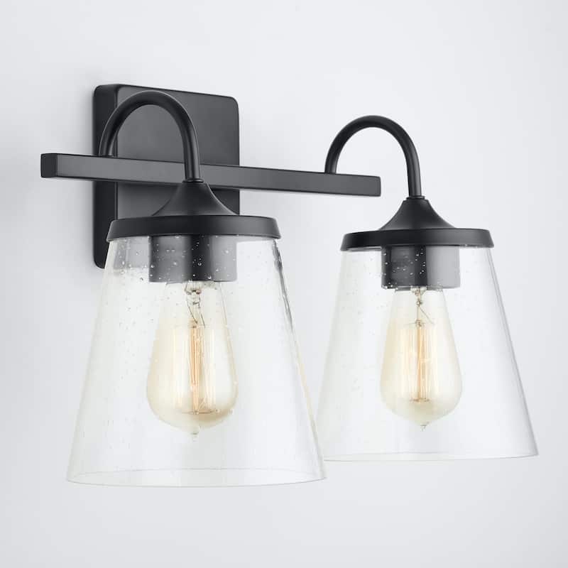 Jayne 2-light Bath/ Vanity Fixture w/ Clear Seeded Glass