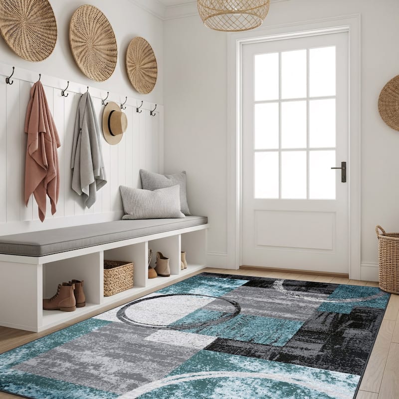 World Rug Gallery Abstract Polypropylene Machine-Made Circle Area Rug