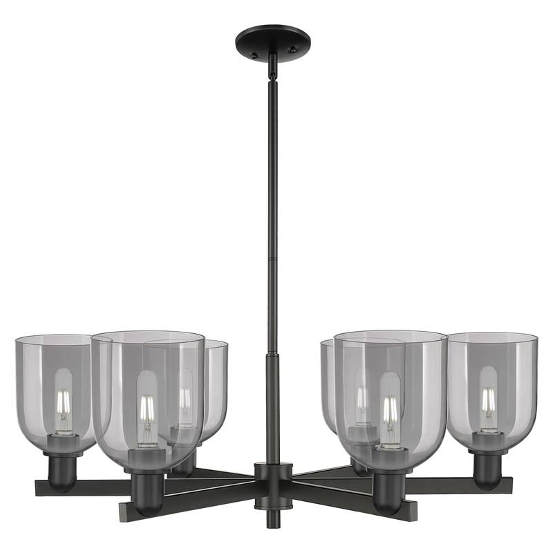 Innovations Lighting Endless Possibilities Arcadia - Bella - 6 Light 35" Stem Hung Chandelier - Matte Black/Light Smoke