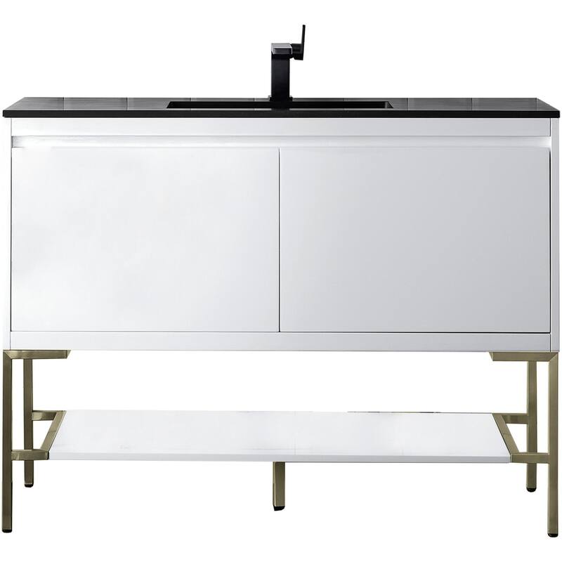James Martin Vanities 805-V47.3-CB-CH Mantova 48" Single Basin Poplar - Glossy White - Painted