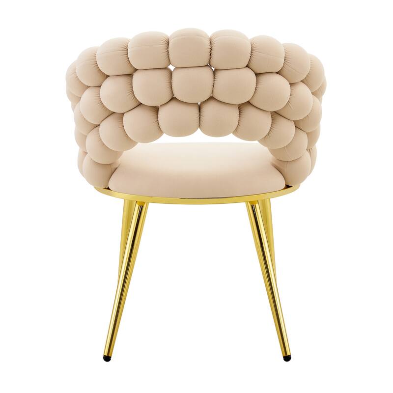 Velvet Dining Chairs Set of 2, Modern Upholstered Vanity Chairs Accent Chairs with Golden Metal Legs