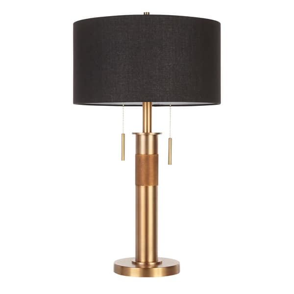 slide 7 of 14, Carbon Loft Lupone Industrial Table Lamp with Black Drum Shade - N/A Antique Brass