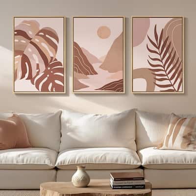 3 Piece Neutral Terracotta Bohemian Canvas Artwork
