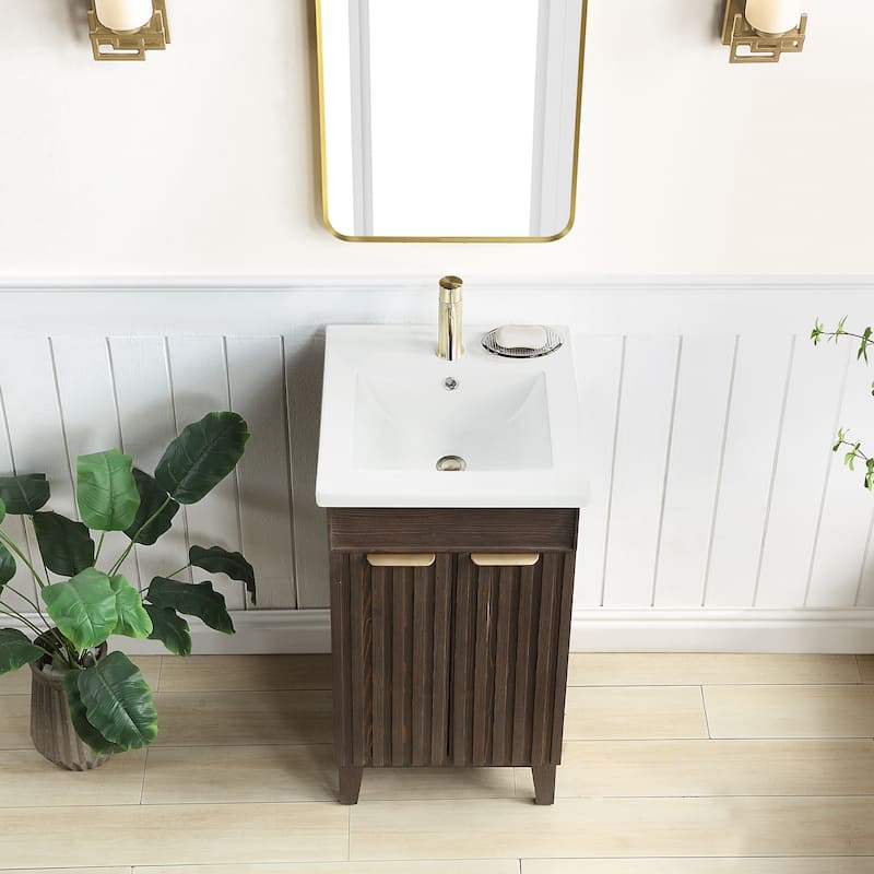 Palos Single Bath Vanity with Ceramic Basin Top and Mirror