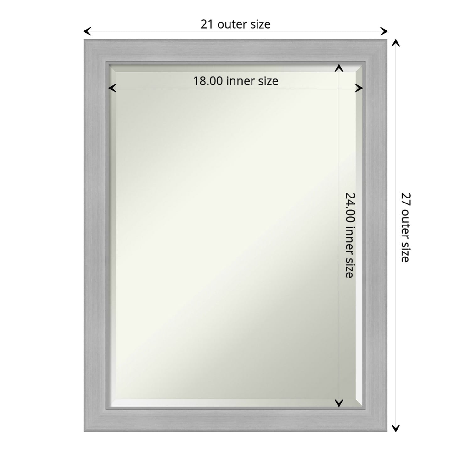 Non-Beveled Custom Wall Mirror, Brushed Nickel Frame - On Sale - Bed Bath &  Beyond - 32167303