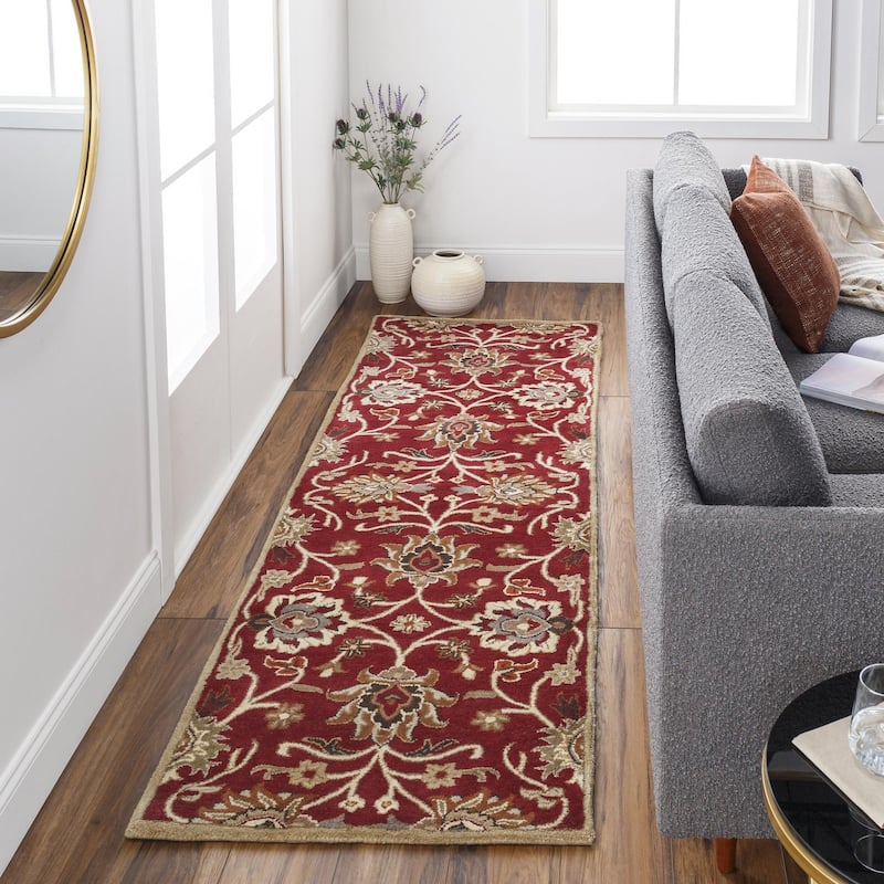 Livabliss Caesar Updated Traditional Paisley Hand Tufted Area Rug. - Burgundy - 3' x 12'