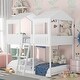 preview thumbnail 3 of 26, Full Over Full Wood Bunk Bed with Roof, Window & Guardrails - Fun Design