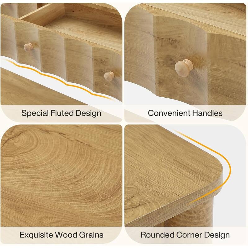Console Tables for Entryway, 55-Inch Modern Sofa Table with 2 Drawers, Open Shelf - 55.11" L x 13.7" W x 35.43" H