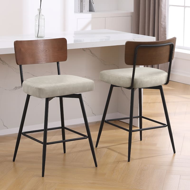 26"/ 29" Faux Leather Swivel Counter/ Bar Stools Set of 2/3 - Set of 2 - Griege - Counter Height