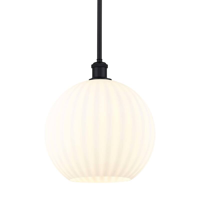 Innovations Lighting 516-1S-14-12 White Venetian Pendant White - Matte Black / White Venetian