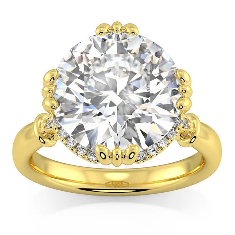 Bliss Diamond Certifed 5 1/2Ct Round Diamond Engagement Ring Gold Lab Grown - 7.5 - Yellow