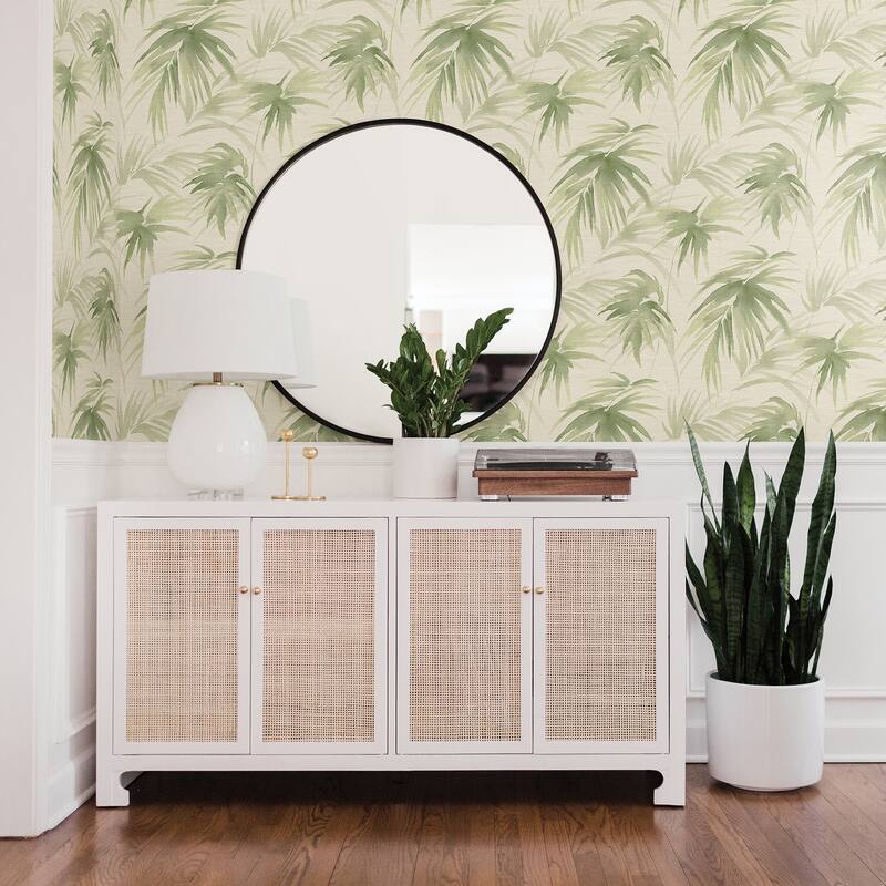 Scott Living Darlana Green Grasscloth Wallpaper