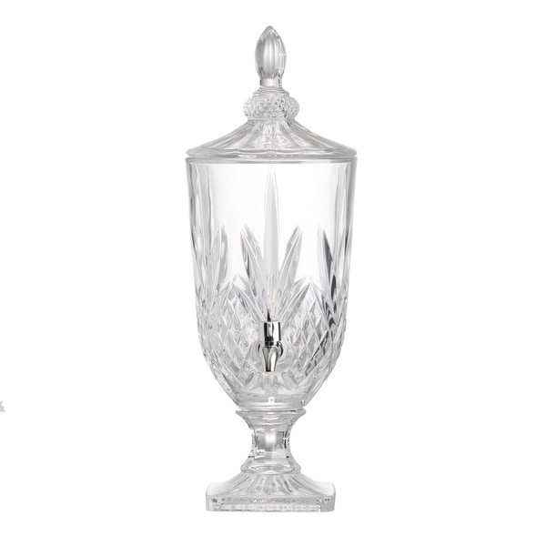 A&B Home Clear and Polished Silver 19-inch Lower Diamond Pattern Lidded Drink Dispenser. Opens flyout.