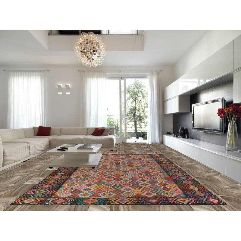 All-Over Kilim Oriental Large Rug Hand-Woven Wool Carpet - 10'3"x 16'4"