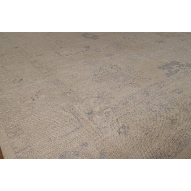 Vegetable Dye Oushak Turkish Rug Hand-Knotted Oriental Wool Carpet - 8'4"x 9'10" - 8'4"x 9'10" - Ivory/Beige