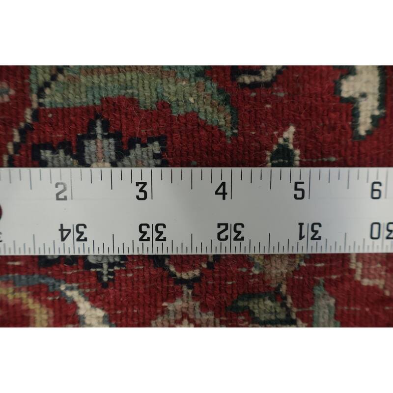 Hand Knotted Oriental 100% Wool Carpet Traditional All-Over Green Kashan Area Rug - 9' 11'' X 7' 11''