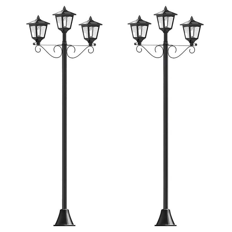 72" Solar Lamp Post Light Outdoor 3-Head for Street Patio Garden Pathway Waterproof - N/A - 1 Light