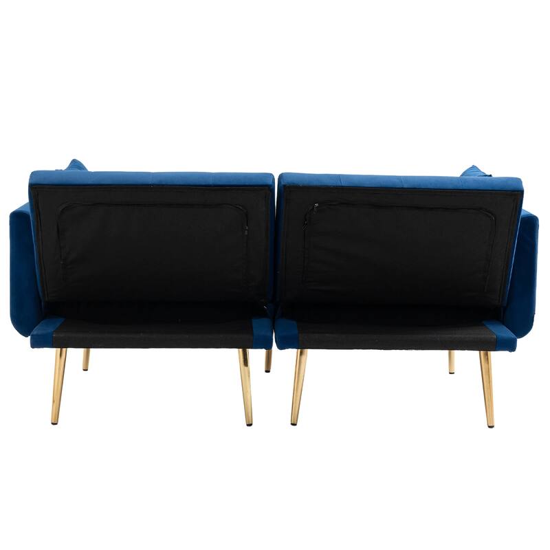 65.35" Velvet Futon Sofa Bed with Adjustable Backrest