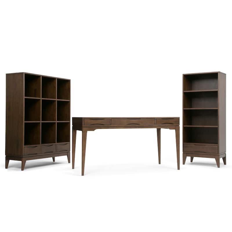 WYNDENHALL Pearson SOLID HARDWOOD 60 x 24 inch Mid Century Modern Bookcase with Storage - 24"w x 16"d x 60"h