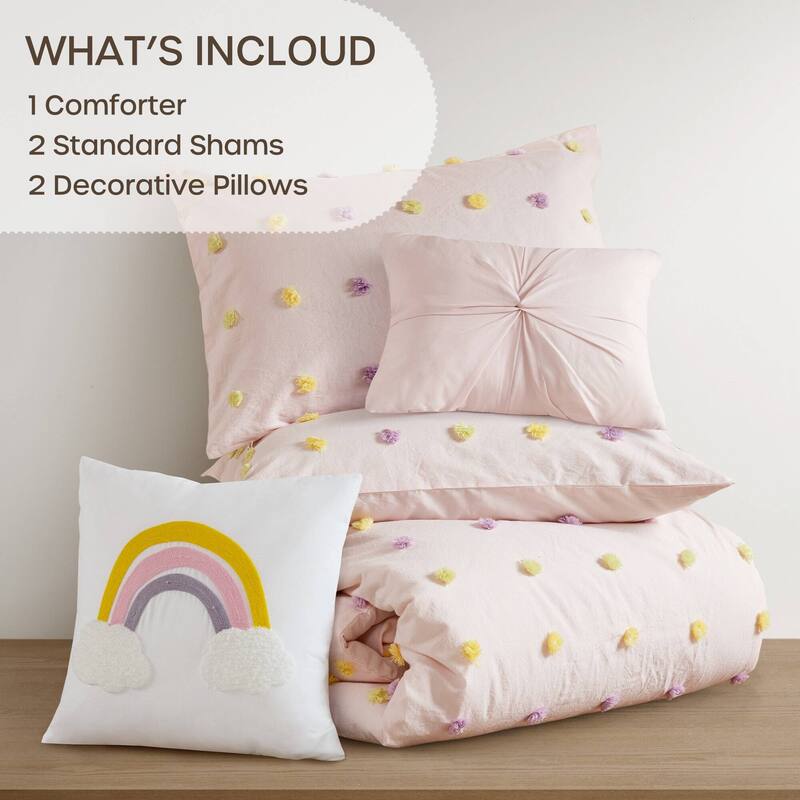 GDF Studio - Pom Pom Cotton Jacquard Comforter Set