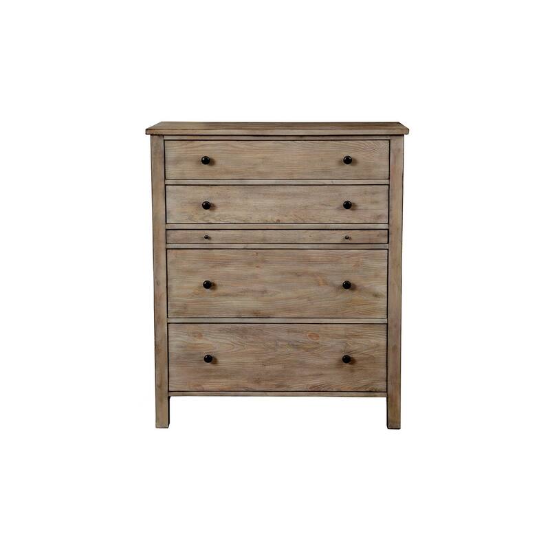 Origins by Alpine Classic Wood 4 Drawer Chest in Natural Gray