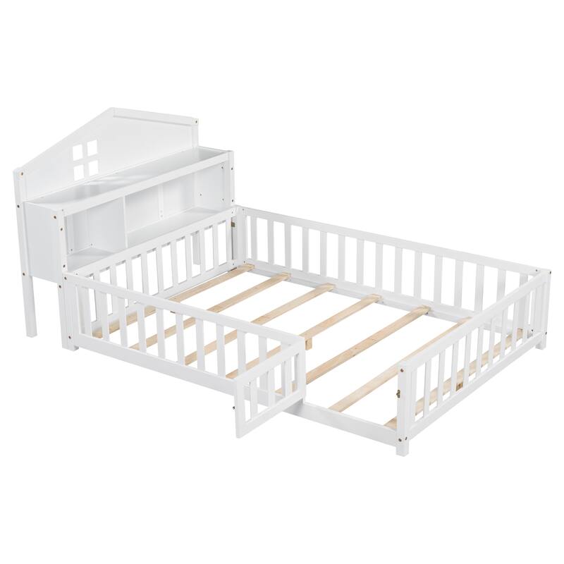 Full-size Floor Beds with Bookcases