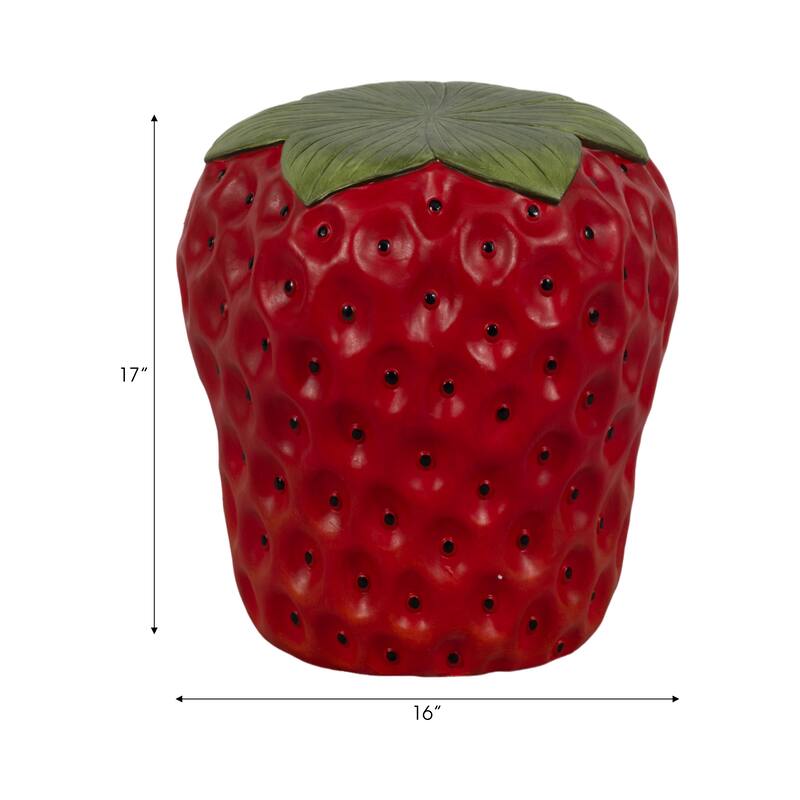 Resin Strawberry Garden Stool Outdoor Chair - Red, 17"