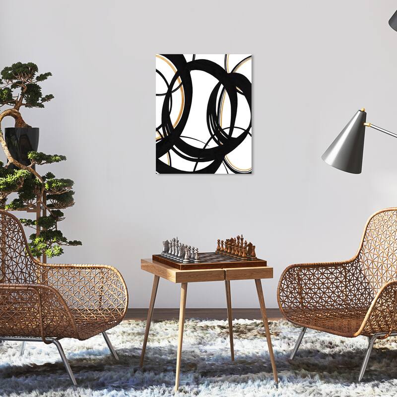 Wynwood Studio Abstract Black Waves Black and Modern & Contemporary Wall Art Canvas Print - 20 x 16