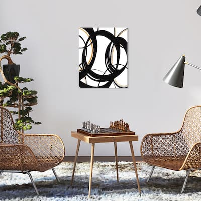 Wynwood Studio Abstract Black Waves Black and Modern & Contemporary Wall Art Canvas Print